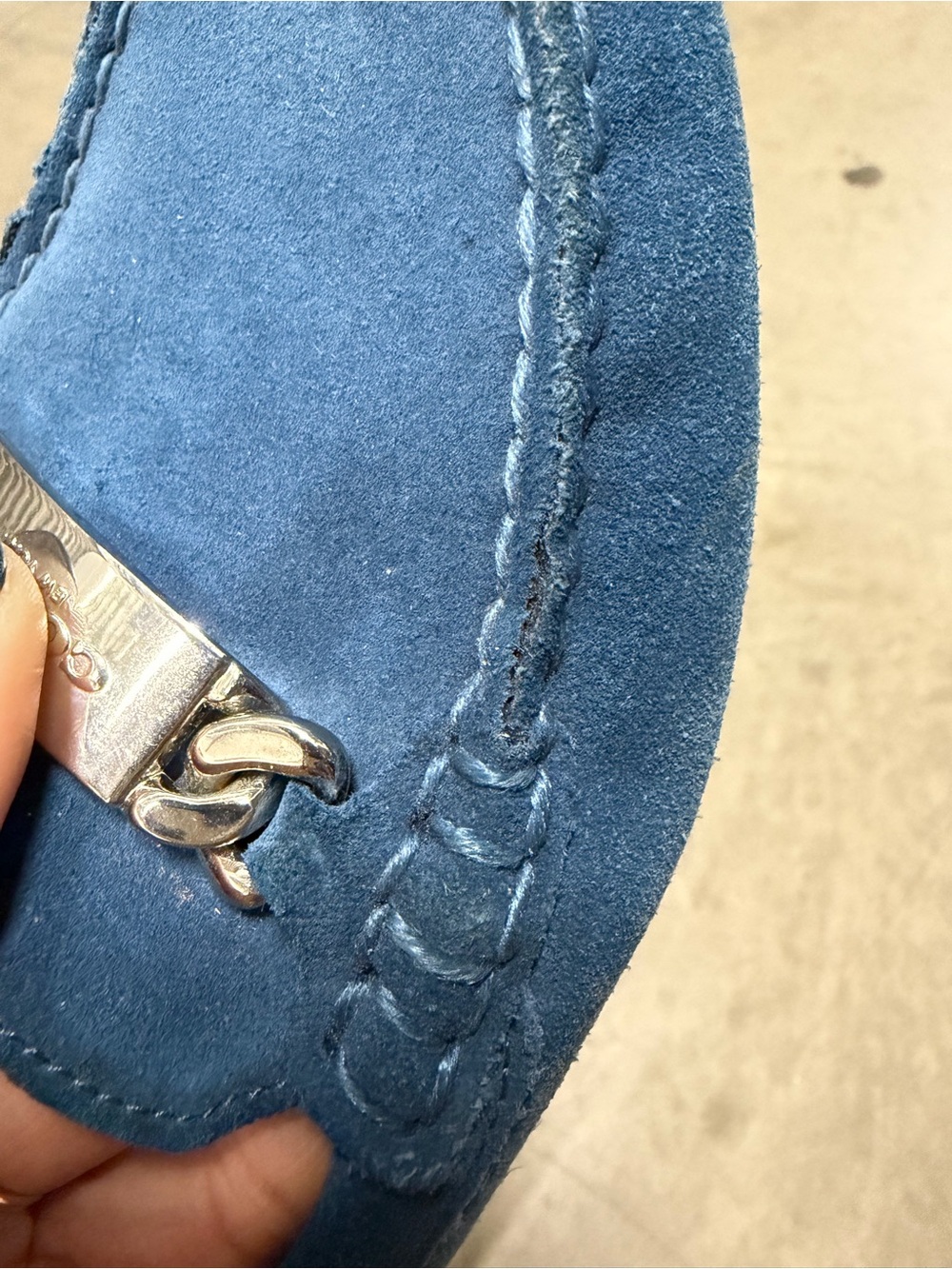 Coach Women’s Blue Suede Driving Loafers Size US 8.5 - Picture 8 of 11
